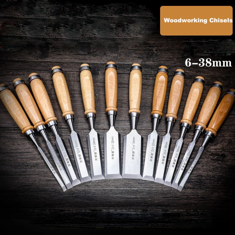

Multi-function Woodworking Chisels Set 6/8/10/12/14/16/18/24mm Carving Chisel Carpenter Engraving Tools Semi-Circular Chisel