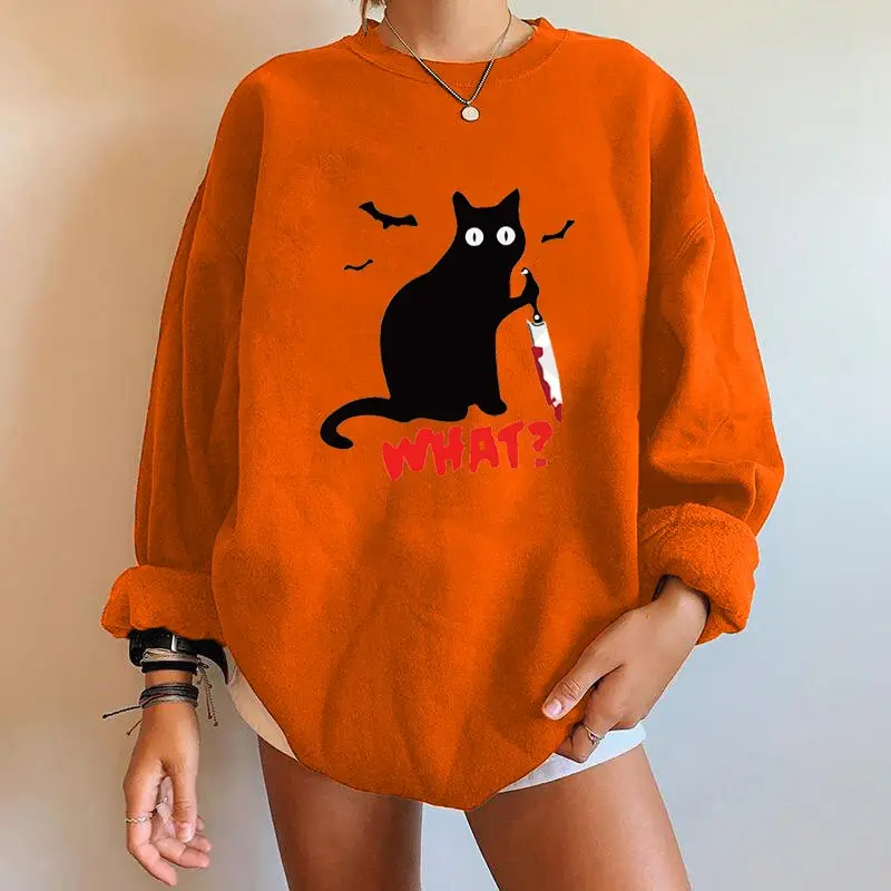 

Женский пуловер «сделай сам», свитшоты с рисунком кота, Толстовка Оверсайз с буквами, уличная одежда, эластичные спортивные топы, индивидуа...