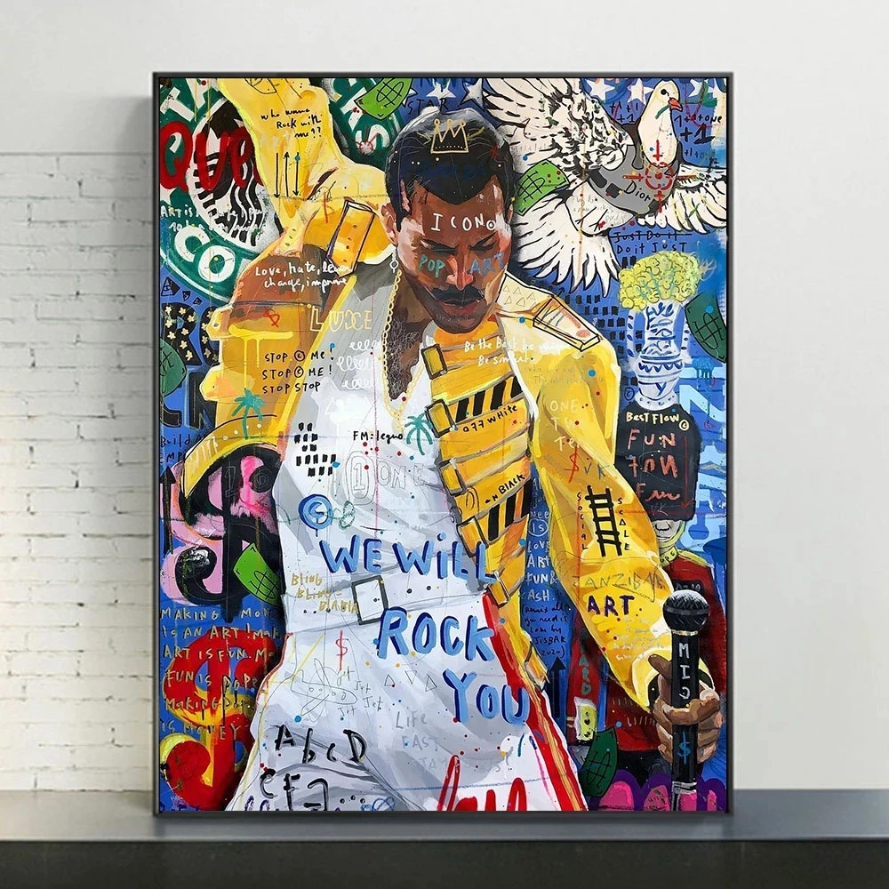 

Graffiti Pop Art Freddie Mercury Bohemian Rock Music Star Posters Prints Abstract Street Art Canvas Painting Home Decor Bedroom