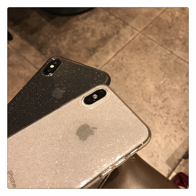 

Shining Glitter Powder Bling Case For iPhone 11 case Pro XR XS 8 7 Plus 6S 12 Pro case Max Transparent Soft TPU Shockproof Cover