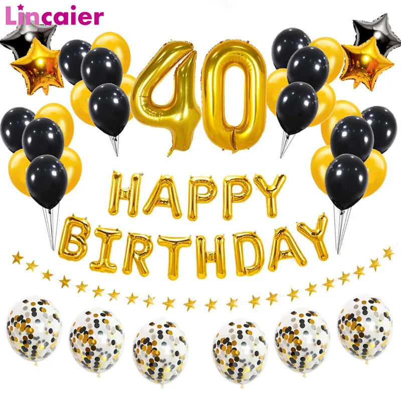 

38pcs/set 40th Happy Birthday Balloons Number 40 Years Old Birthday Party Decorations Adult Forty Man Woman Anniversary