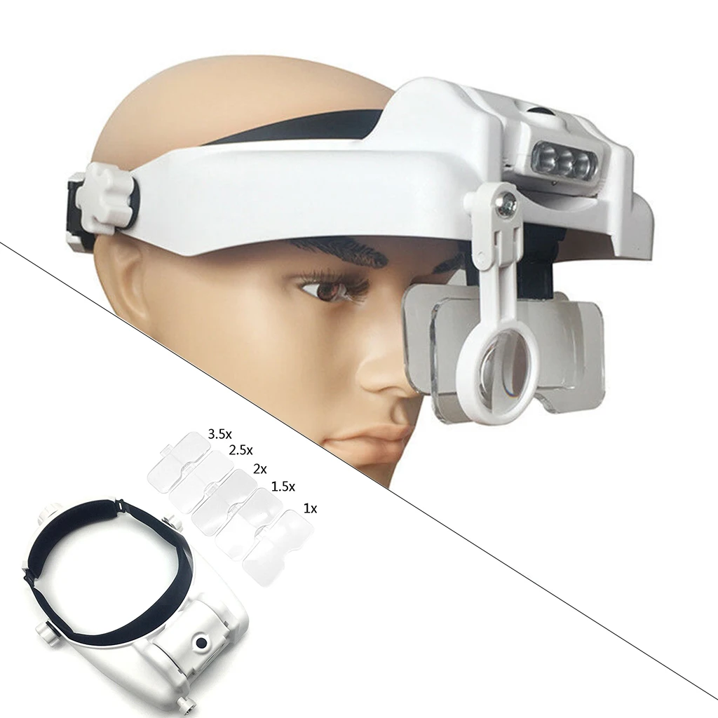 

Head LED Lamp Head Loupe Bright Illuminated Repair Magnifier with Lens