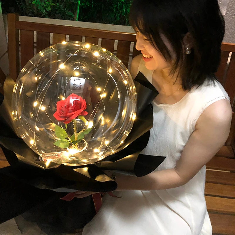 

Вечерние чное светящееся украшение светодиодный пузырь воздушный шар Роза Прозрачный Круглый Свадебный подарок