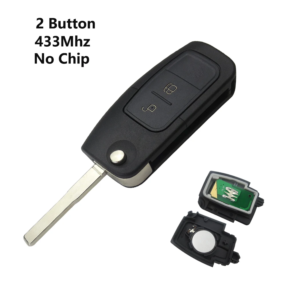 No Chip OkeyTech для Ford Focus Mk2 Fiesta Ranger Kuga откидной Складной Дистанционный Автомобильный ключ 433 МГц 4D60 4D63 40 80 бит чип HU101 лезвие 2 кнопки - Цвет: No Chip