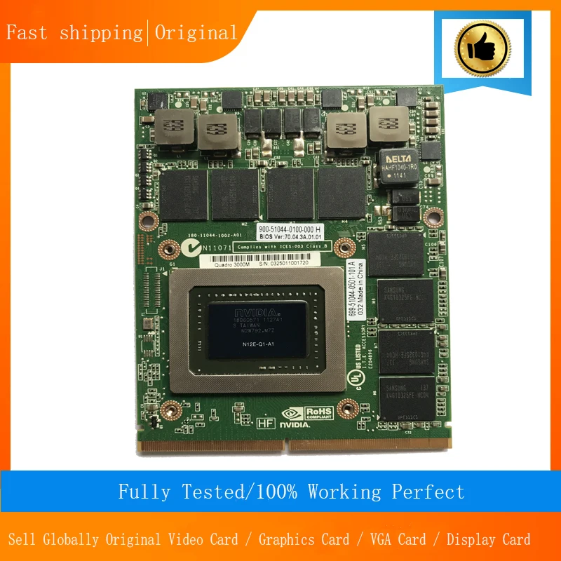 Лидер продаж! Видеокарта Quadro 3000M Q3000M N12E Q1 A1 VGA видеокарта 2 ГБ для Dell Precision M6600 M6700 M6800