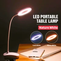 led reading desk lamp usb portable table light dc 5v led clip desktop lamp 3 colors led light dimmable study light rechargeable
