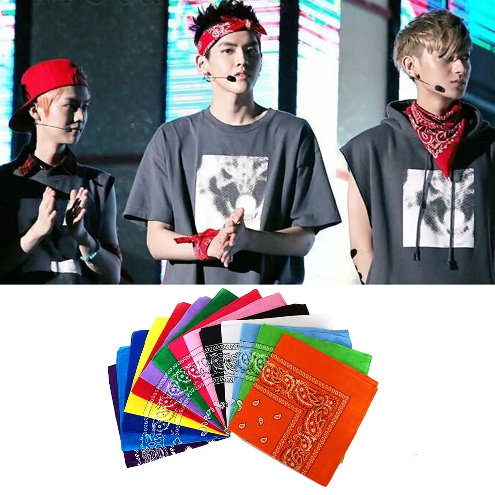 

New Outdoor Bandana Square Scarf 55cm*55cm Black Red Paisley Headband Printed For Women/Men/Boys/Girls