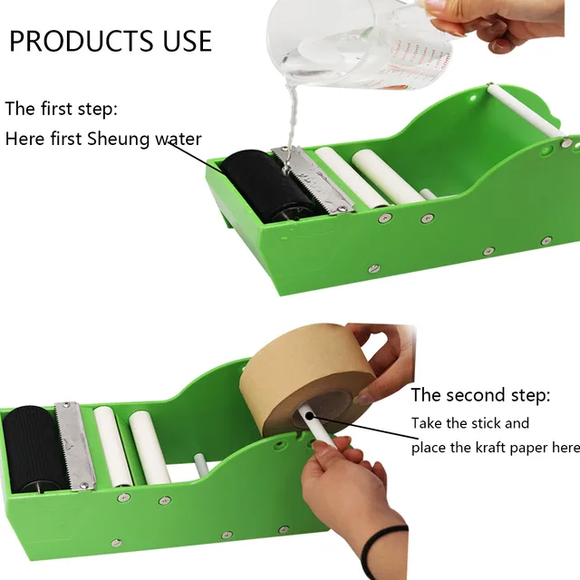 Desktop Water Activated Tape Dispenser Gummed Kraft Paper Tape Packaging  Dispenser Tape Cutter For Shipping Carton