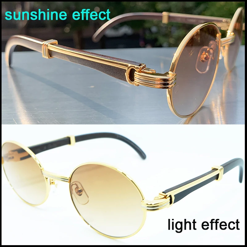 Деревянные круглые солнцезащитные очки мужские металлические ретро