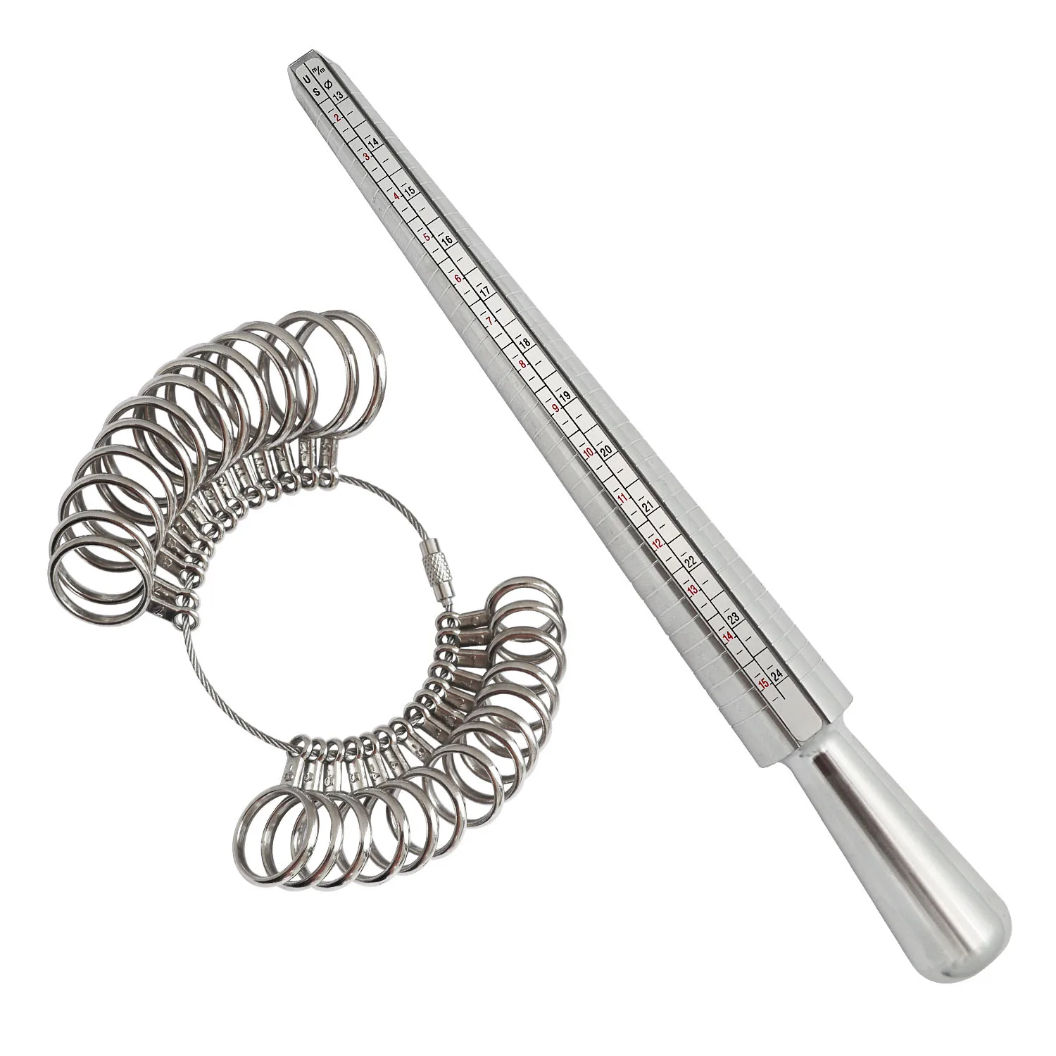 

Набор измерительных инструментов для ювелирных изделий, Измерительный набор колец 1-13 размеров США с круглыми наконечниками