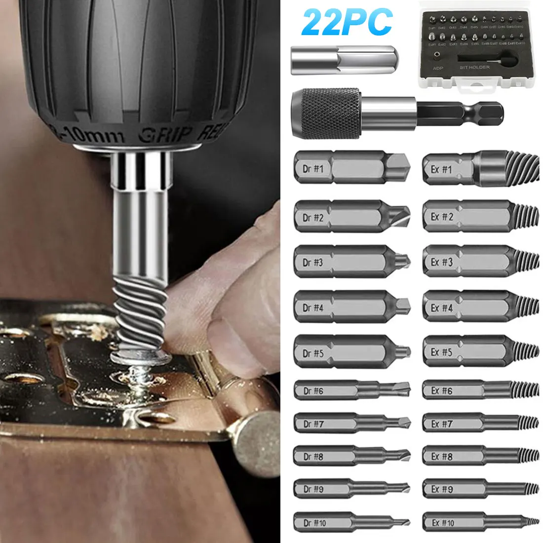 

Экстрактор отвертка для удаления инструментов разобрать винты болт скольжения зубы Деревообрабатывающие инструменты сверла по металлу 22 ...