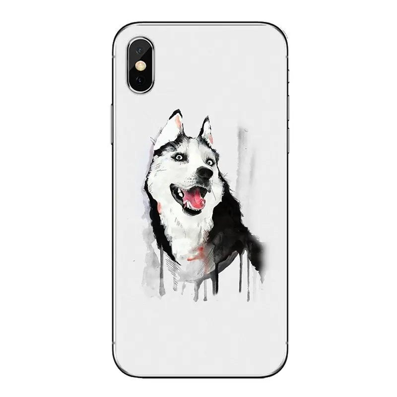 Для iPhone XS Max XR X 4 4S 5 5S 5C SE 6 6S 7 8 плюс samsung Galaxy J1 J3 J5 J7 A3 A5 Собака Хаски прозрачный