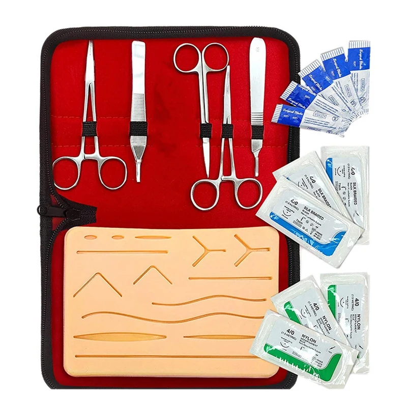 

Oral Suture Training Module Kit Portable Silicone Pad-Threads and Needle-Stainless Tool Model