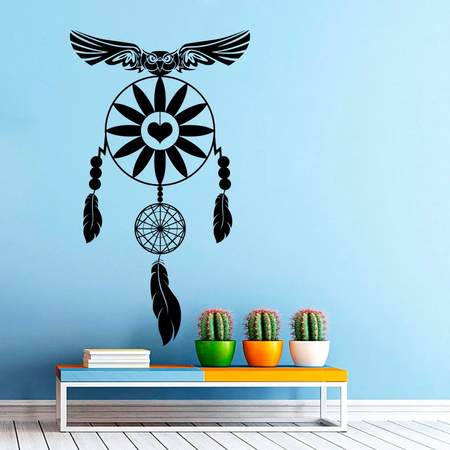 

Owl Wall Stickers Dream On Catcher Feathers Home Decor Religious Believe Wall Art Decal Bedroom Protection Symbol