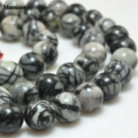 mamiam natural black network zebra stripes round beads 6 12mm loose stone diy bracelet necklace jewelry making gemstone design