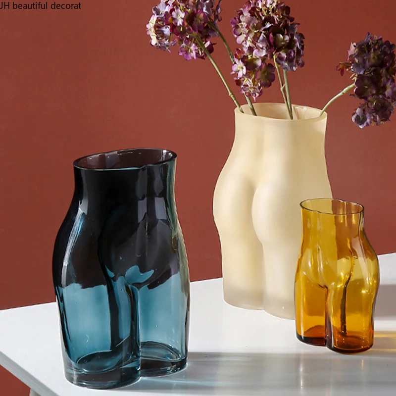 

Transparent Glass Vase Abstract Body Art Countertop Vase Artificial Flower Flower Arrangement Accessories Home Decoration