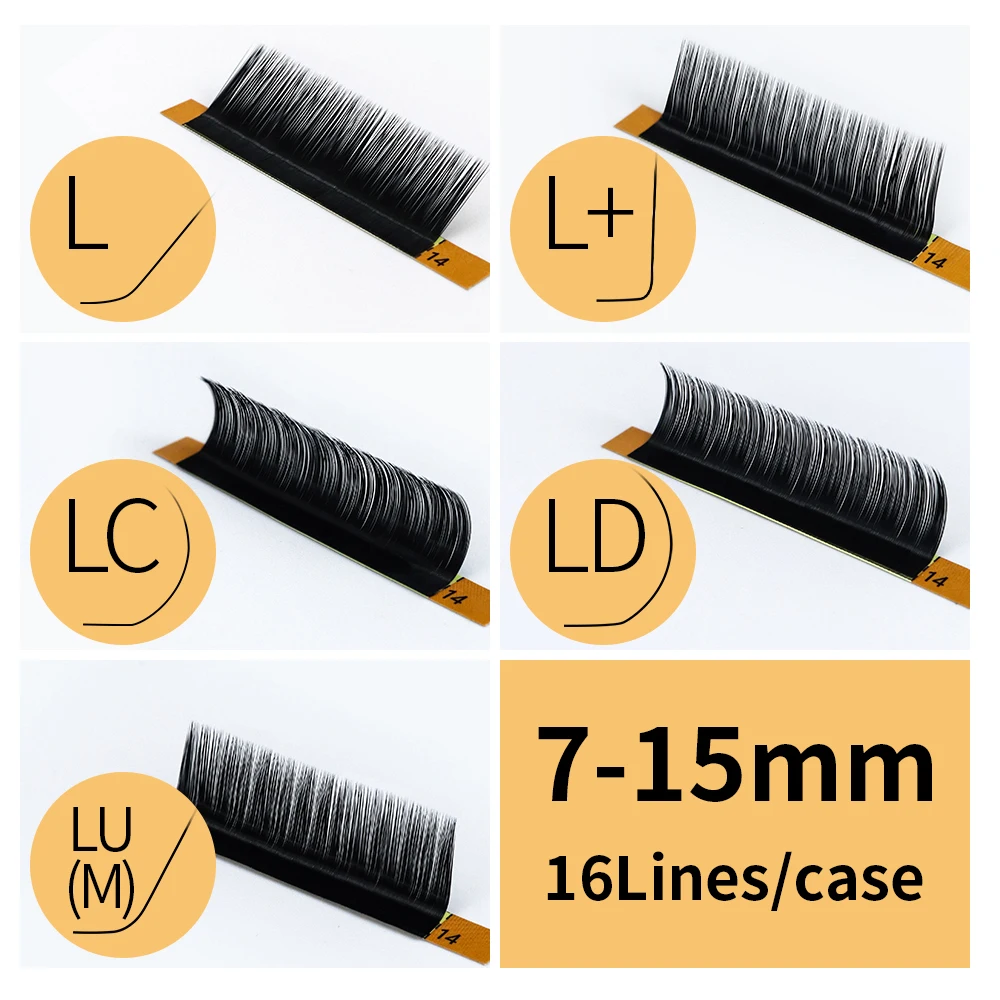 L/L +/LC/LD/LU(M)/N изгиб 7 ~ 15 мм микс 16 рядов/Чехол норковые ресницы для наращивания L