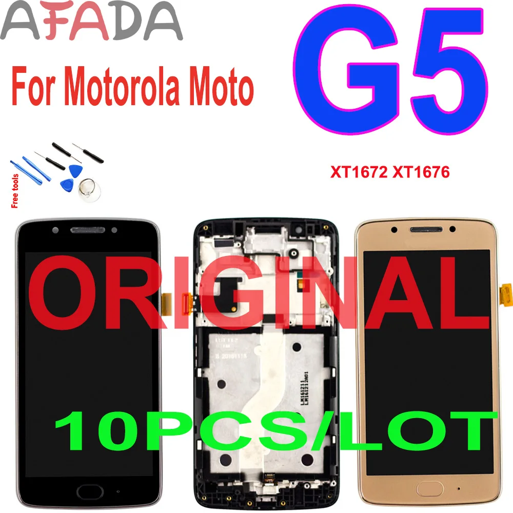 

10 шт./лот 5,0 "для Motorola Moto G5 ЖК-дисплей сенсорный экран дигитайзер сборка с рамкой Замена для Moto G5 XT1672 XT1676