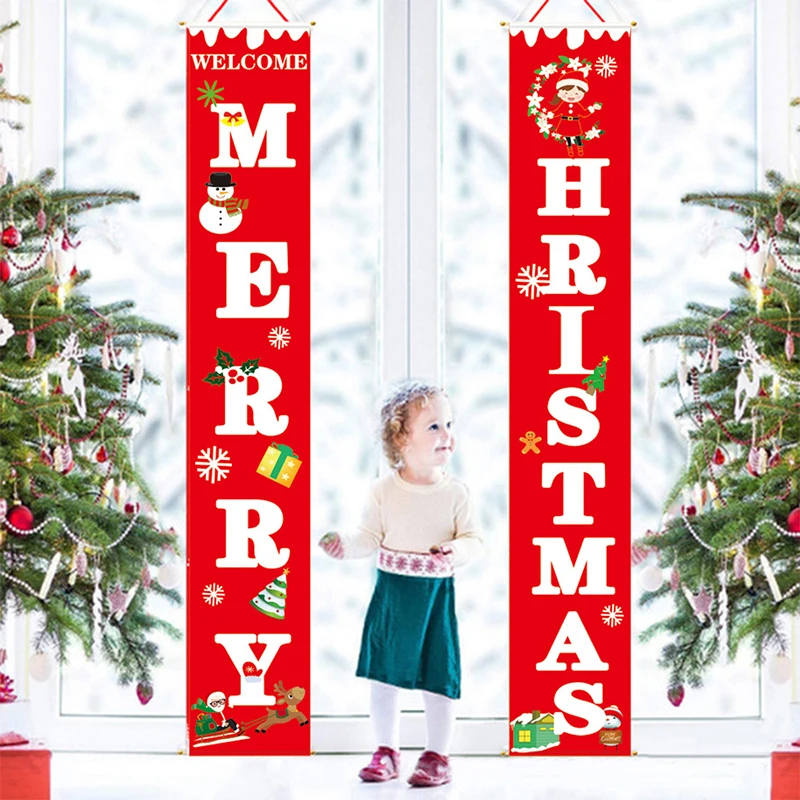 

1 Набор рождественских украшений для дома с надписью "Merry Christmas", баннер для вечерние, дома, двери, крыльца, подвесные флаги, знаки, декоративны...