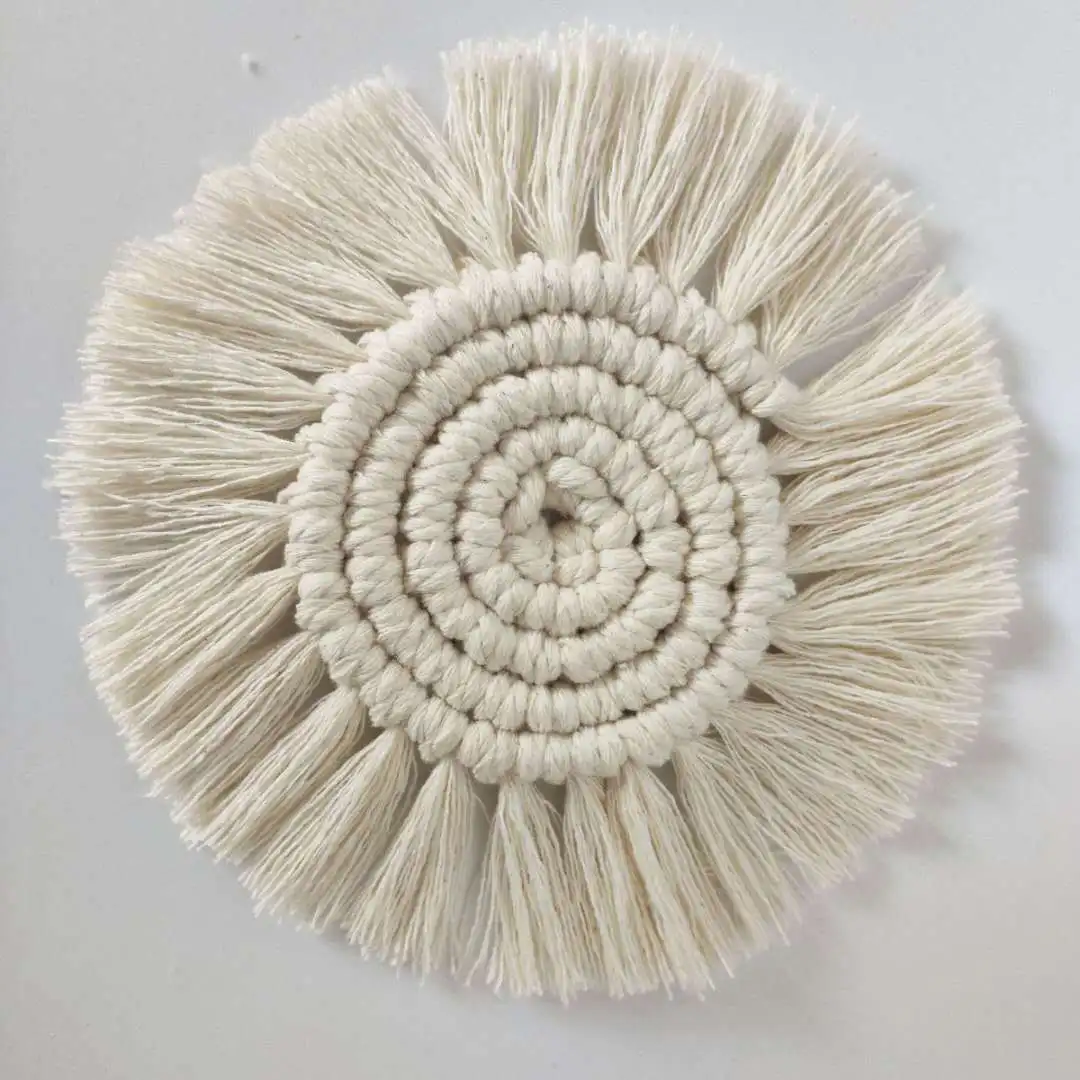 

2/4/6pcs Hand Woven Drink Coaster Fringe Trim Table Placemats For Table Mat Tableware Pads Dining Heat Insulation Mat Coasters