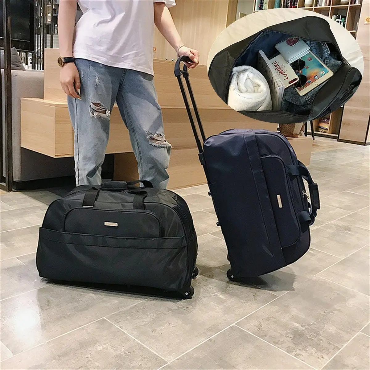 Новинка 2021, дорожная сумка-тележка для багажа с колесами, чемодан на колесиках, вместительные мужские сумки для путешествий, ручная сумка, 4 ... от AliExpress RU&CIS NEW