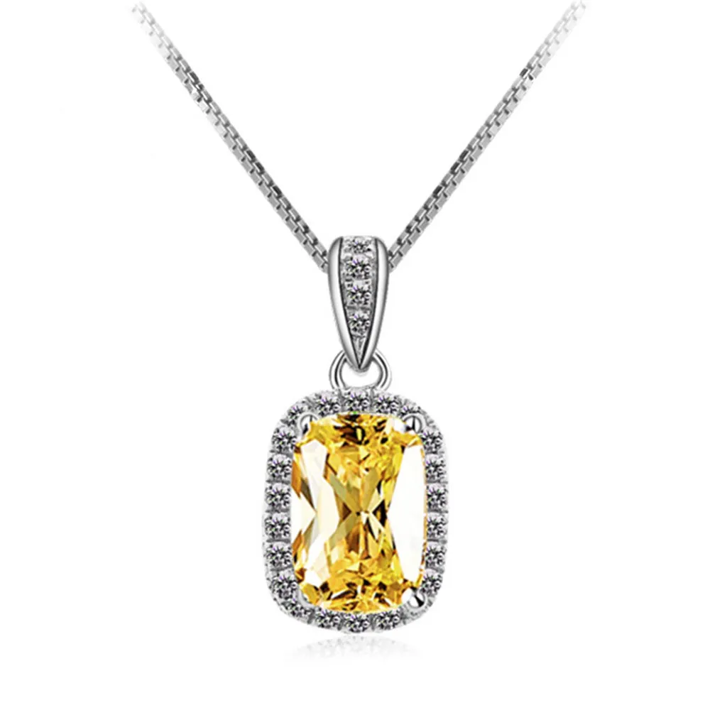 GENUINEGEM New Classic Created Moissanite 925 Sterling Silver Pendant Necklaces For Women Wedding Brand Fine Jewelry Gifts