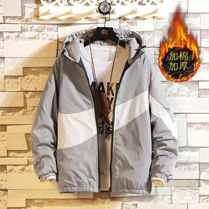 Куртка мужская новая хлопковая куртка для повседневной пары с курткой и курткой мужская и женская куртка зимняя куртка теплое пальто большие размеры - Цвет: JK7011 gray