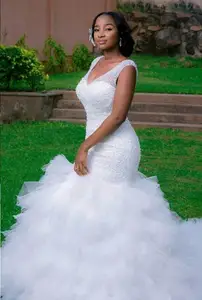 Image for African Luxury Mermaid Wedding Dresses V Neck Crys 