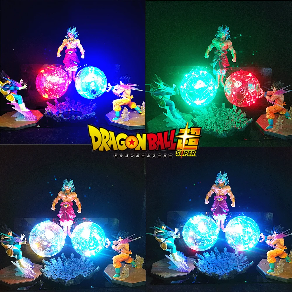 

4 Colors Anime Dragon Ball Z Broly vs Vegeta Goku Fighting Vitality Bullet PVC LED Action Doll Toy Model Children's Christmas Gi