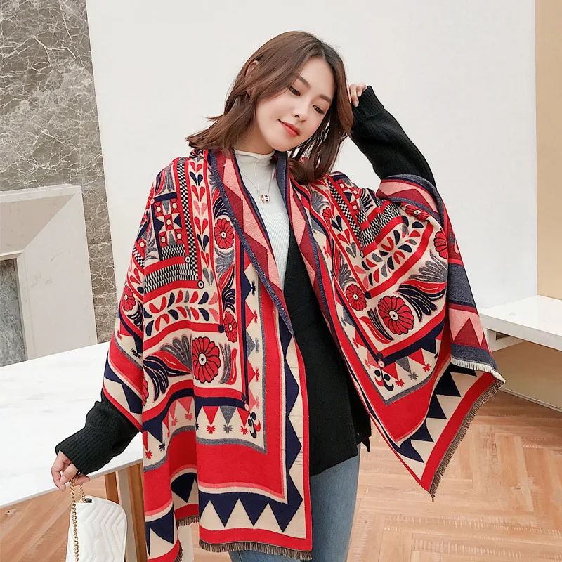 

190*60CM Cotton Head Scarves Women Elegant Lady Scarf Warm Shawl Long Flower Print Stoles Bandana Scarf Hijab