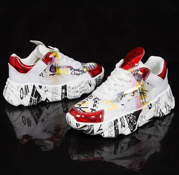 Кроссовки женские на платформе толстая подошва круглый носок повседневная обувь