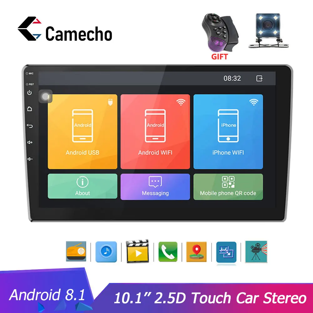 Camecho Авторадио 2 din HD 10,1 ''сенсорный экран Android Bluetooth автомобильный Радио плеер gps WiFi камера заднего вида MP5 мультимидио плеер