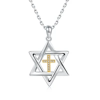 sterling silver cross star of david pendant necklacejewish the seal of solomon talisman tantrism hexagram jewelry for women men
