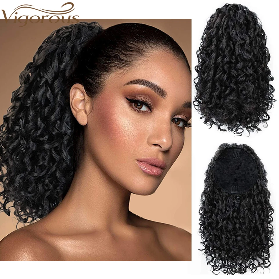 Интенсивные афро кудрявые волосы для конского хвоста афроамериканских черных