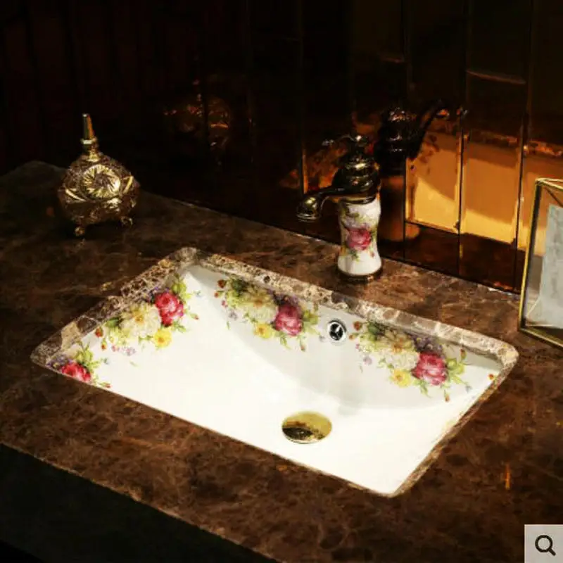 Ручная работа в европейском стиле Цветочная прямоугольная раковина овальная