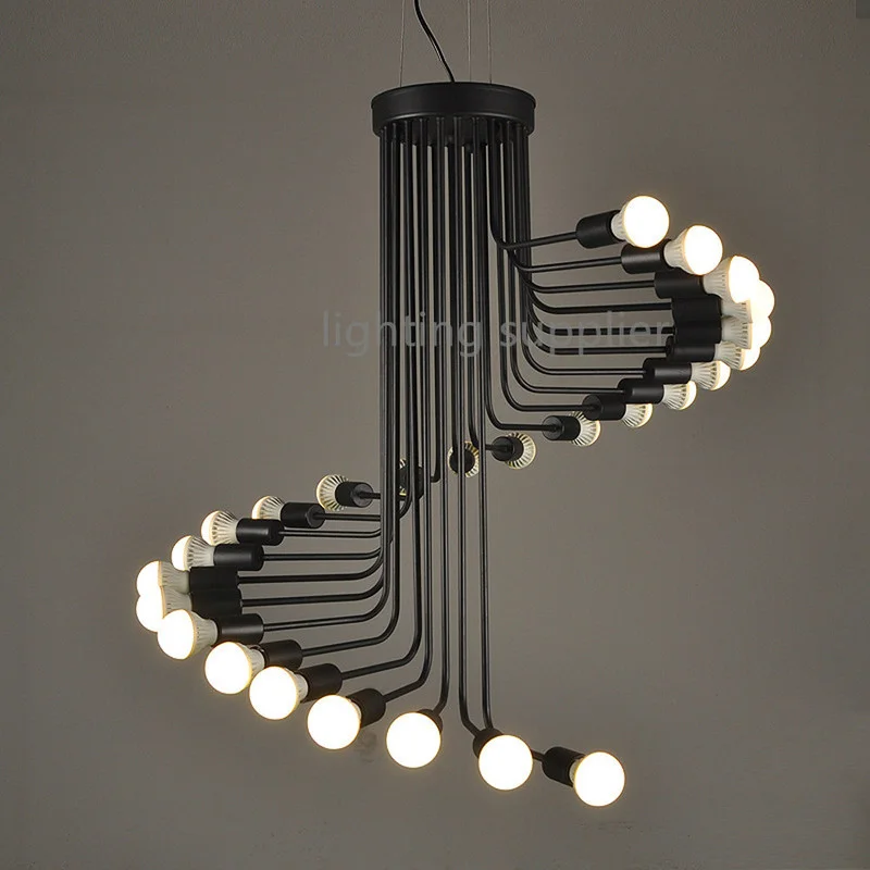Online Loft Moderno Lampada A Sospensione In Ferro Minimalista Scala A Chiocciola Lampada A Goccia Apparecchio Per Soffitto Alto Office Shop Bar Cafe