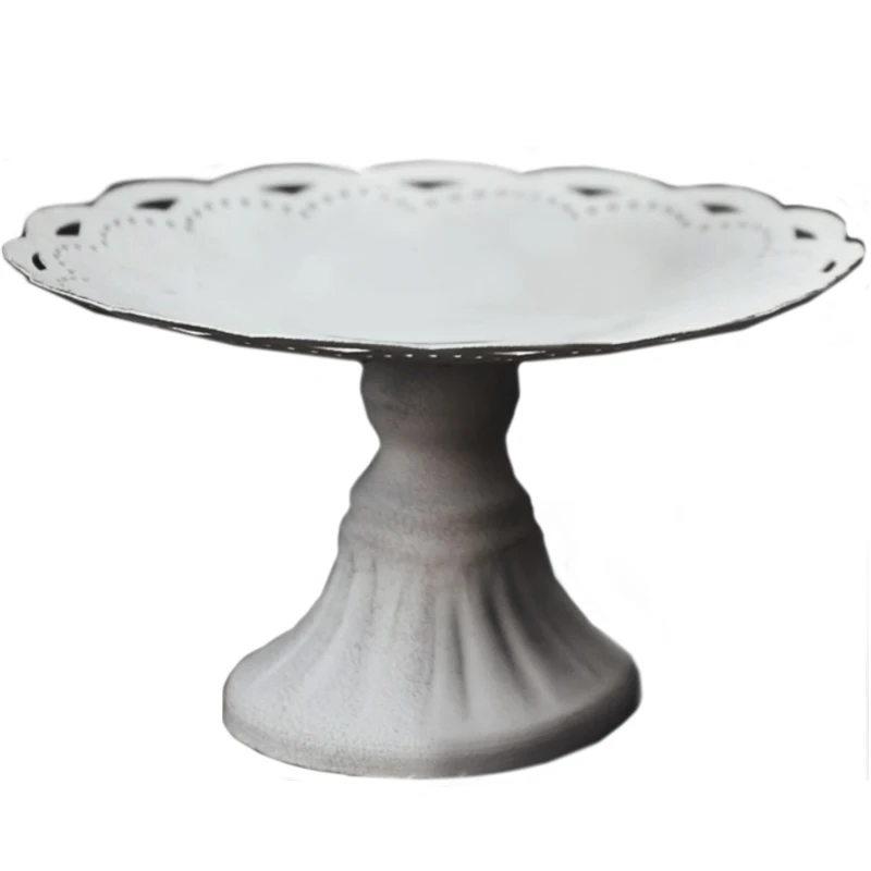 

KINGLANG 1PCS Small Cake Tray Art Wedding Decoration Fruit Plate Snack Dishes White Vintage Cake Display for Photo