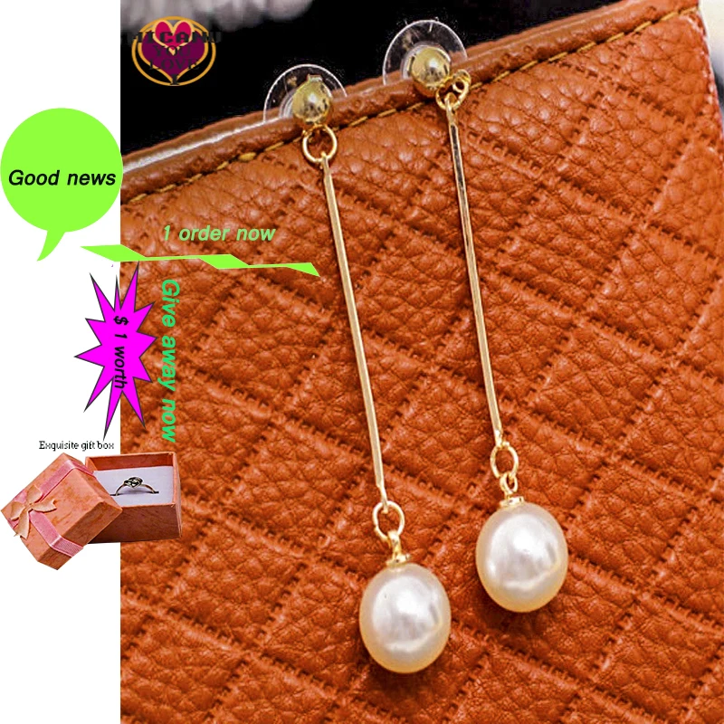 Длинные серьги подвески с круглым жемчугом летняя Корейская эстетика