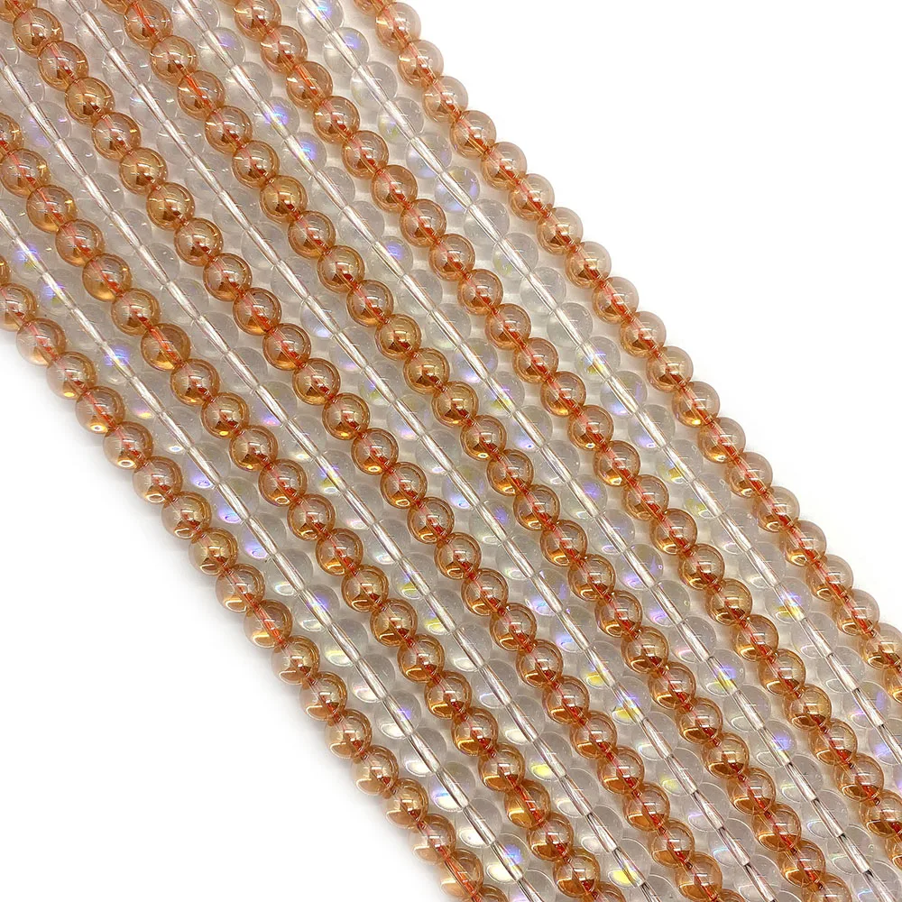 

1 Strand 6mm 8mm 10mm Sizes Natural Semi-precious Stone Loose Beads Strand 3 Colors Electroplated Ice Crystal DIY for Necklace