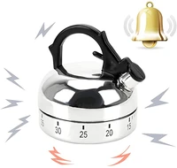 new 60 minute kitchen timer alarm mechanical teapot shaped timer clock counting minutes cuisine kettle styling clockwork timer