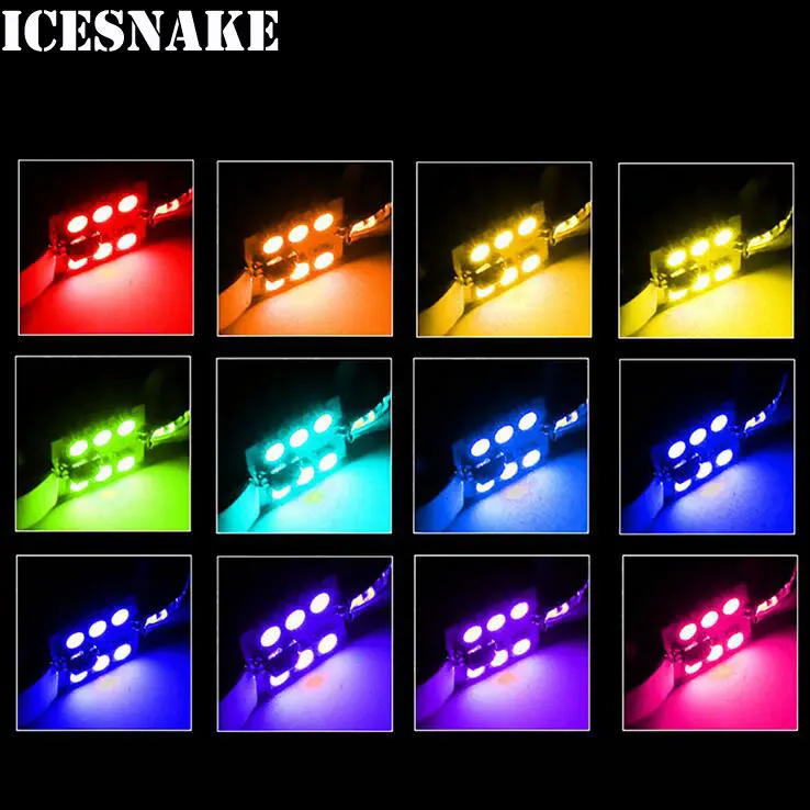 Icesnake 1 комплект T10 RGB W5W 5050 12SMD СВЕТОДИОДНЫЙ Красочный светильник салона автомобиля