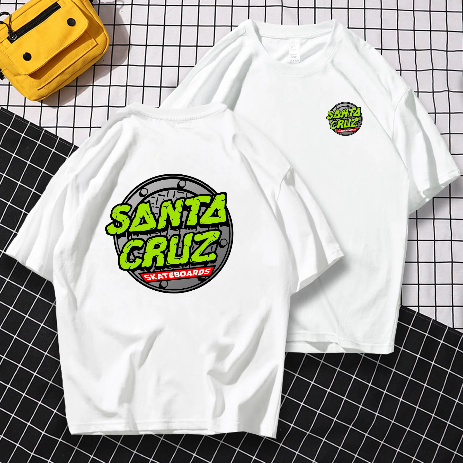 

Men Harajuku Anime Summer Y2k Fashion Hip Hop Oversized T-shirt Santa Cruz Skateboards T-shirt Graphic Tees Short Sleeve Tops