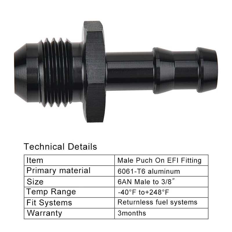 Переходник для фитингов шланга SPEEDWOW 6AN алюминиевый Топливопровод штекер 6 А на 3/8