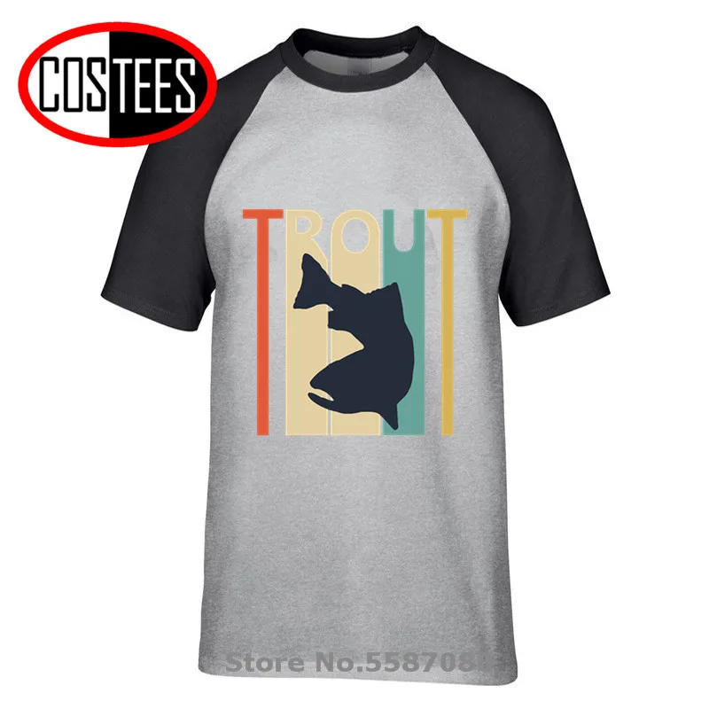 Винтажная футболка с изображением коричневой форели рыбалки s забавная рисунком