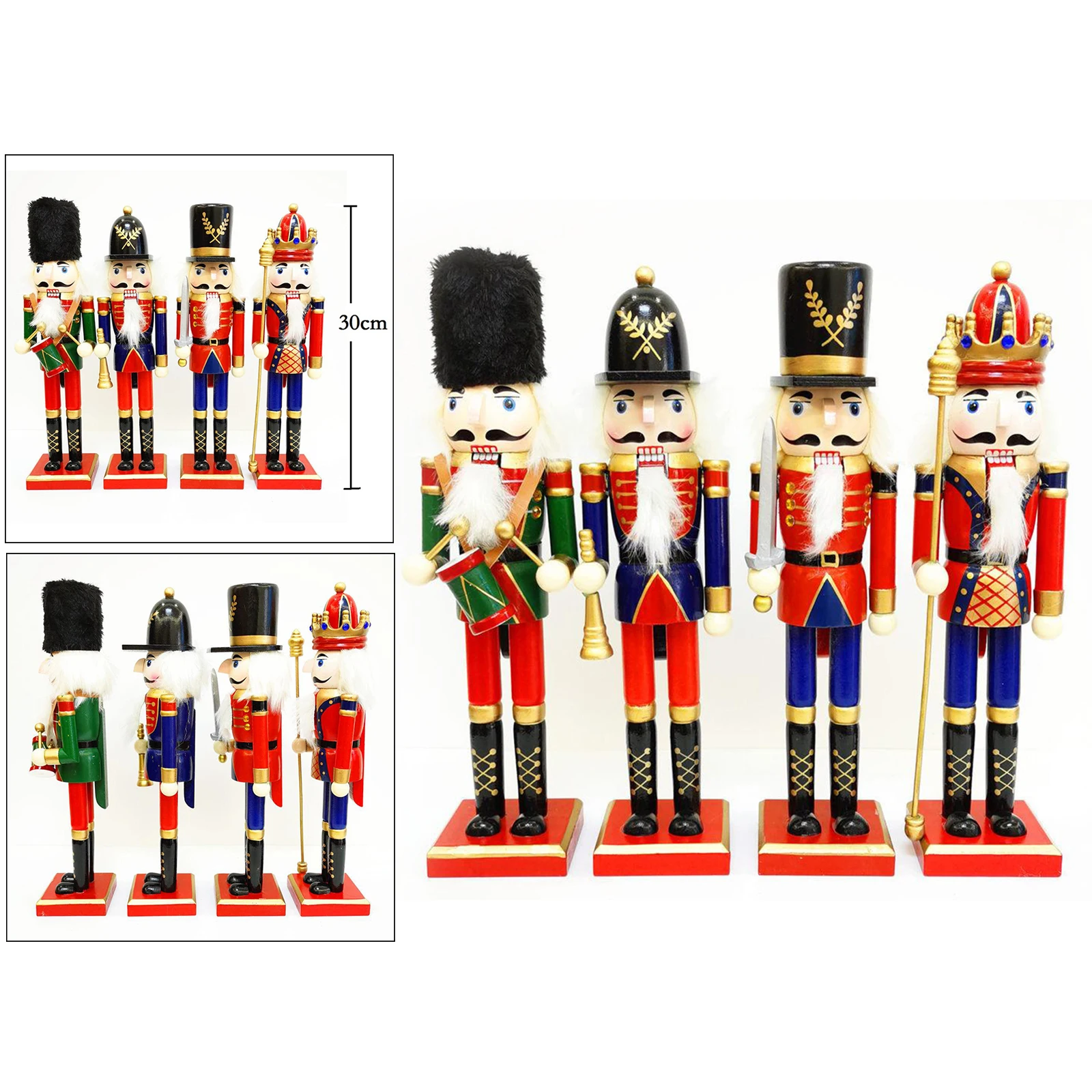 

30CM Christmas Wooden Nutcracker Soldier Children's Room Decoration Ornament Christmas Gift Handcraft Nutcracker Puppet Doll