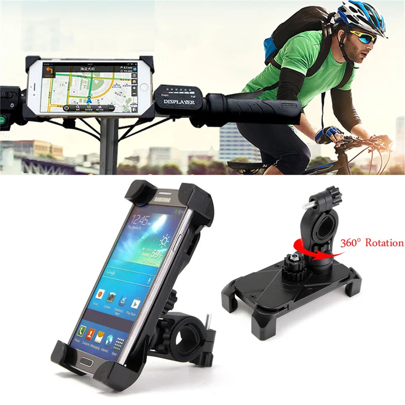 

Bicycle Mobile Cell Phone Stand Holder Cycling Mountain Bike Handlebar Phone Stand Mount 360 Rotatable Anti-shake Bracket Holder