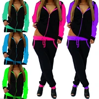 2021 printed tracksuit women 2 piece set zipper sweatshirtpants sportwear womens sports suit hooded hoodies set female clothes