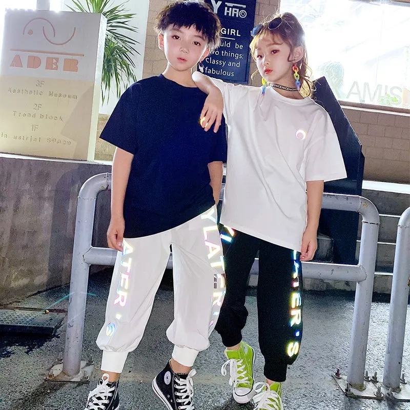 Одежда для девочек футболка со светоотражающими красочными крыльями свободные