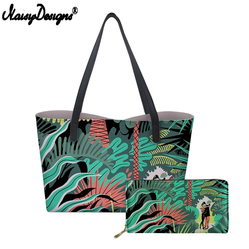 Новые женские сумки с верхними ручками тропические листья печать мама большой