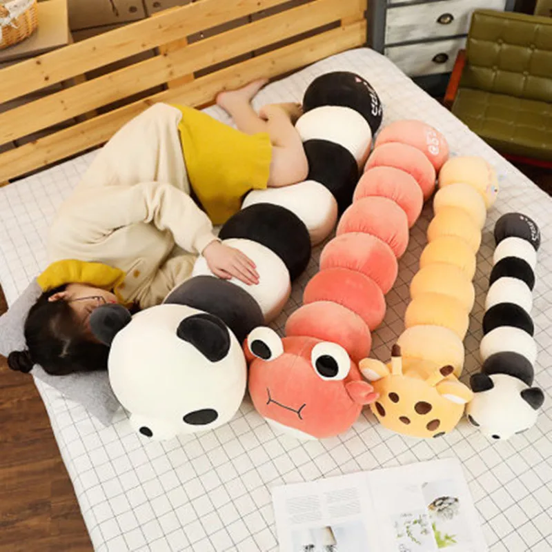 

Soft animal caterpillar stuffed plush toy cute panda/crab/deer doll children accompany sleeping pillow cushion 3 style